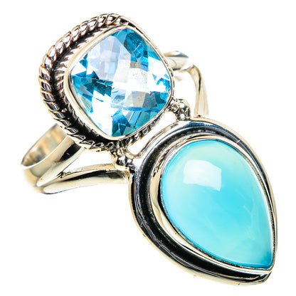 Aqua Chalcedony, Blue Topaz Rings handcrafted by Ana Silver Co - RING84771