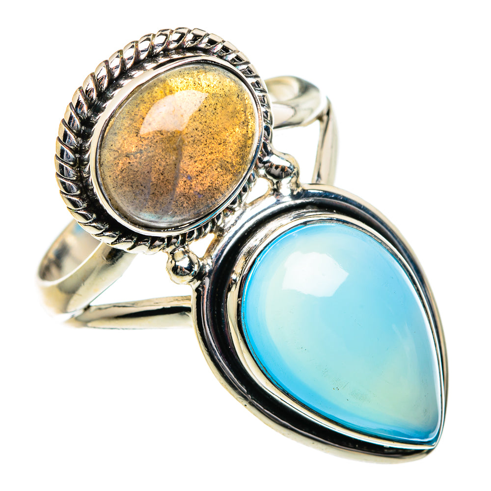 Aqua Chalcedony, Labradorite Rings handcrafted by Ana Silver Co - RING84772