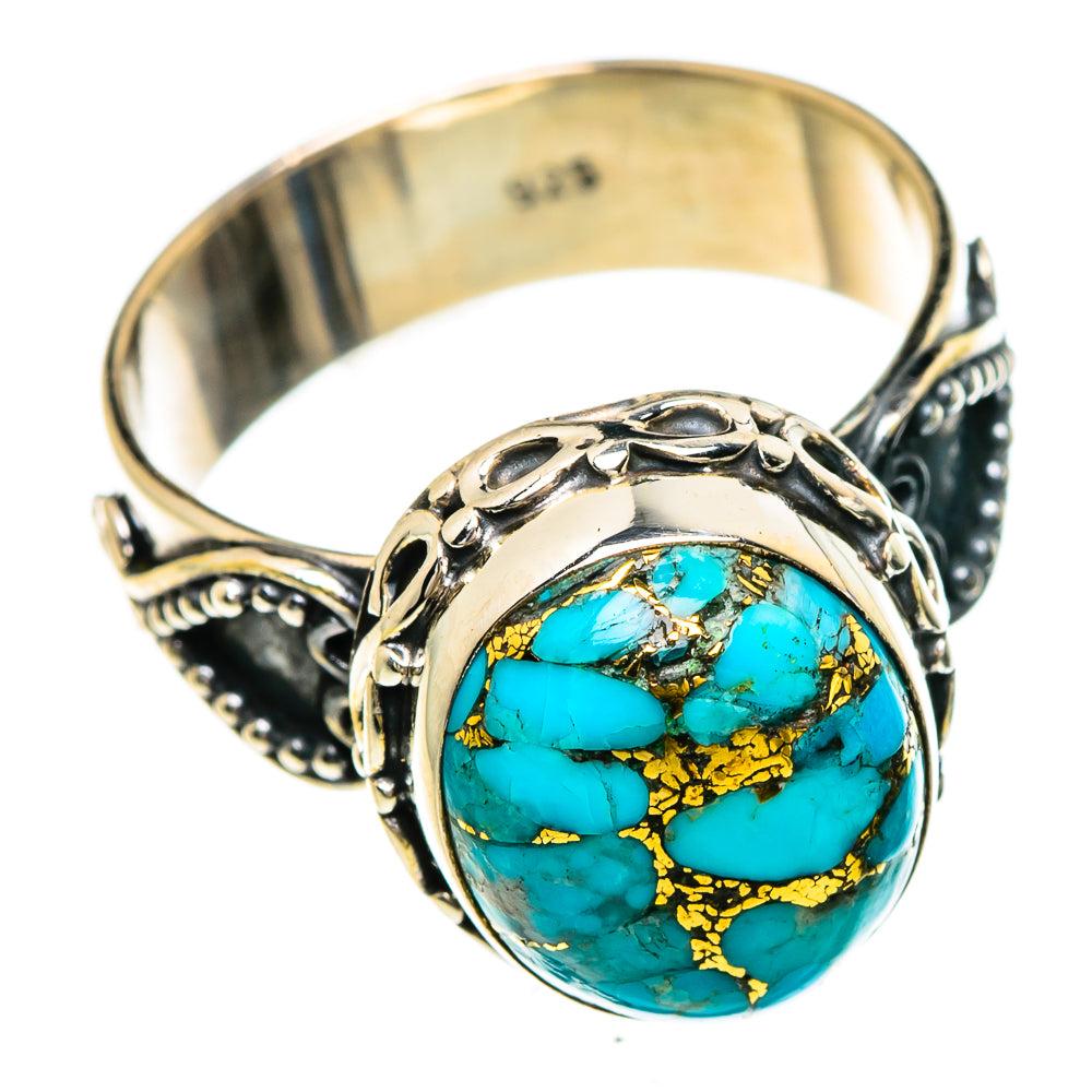 Blue Copper Composite Turquoise Rings handcrafted by Ana Silver Co - RING84930