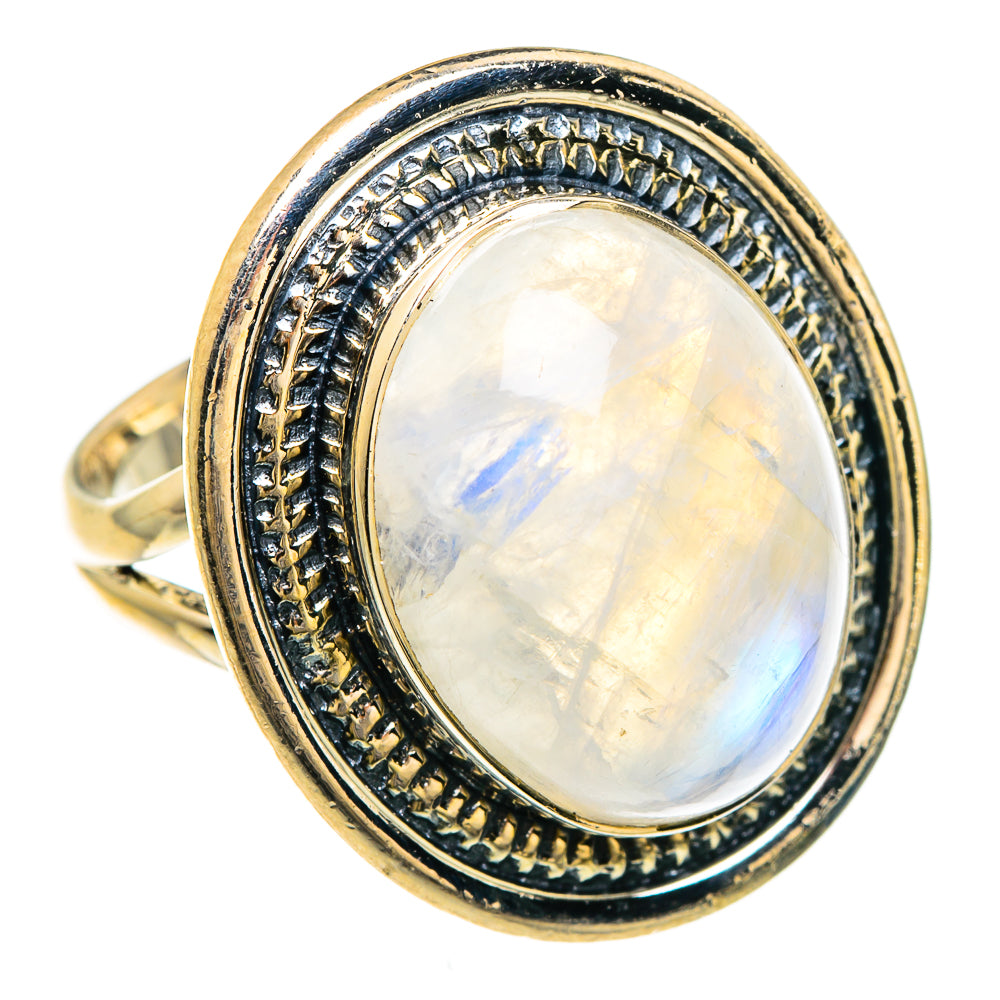 Rainbow Moonstone Rings handcrafted by Ana Silver Co - RING85008
