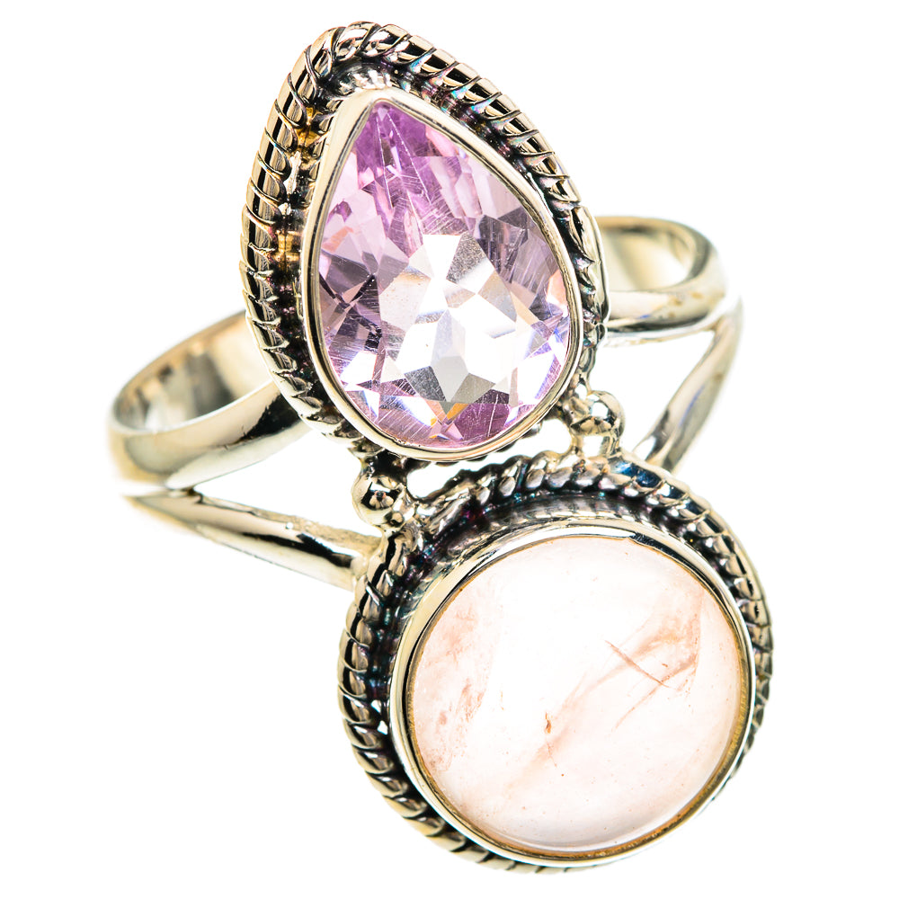 Rose Quartz, Kunzite Rings handcrafted by Ana Silver Co - RING85044
