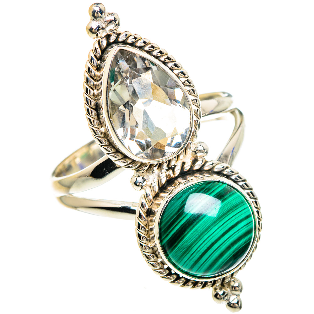 Malachite, White Quartz Rings handcrafted by Ana Silver Co - RING85051