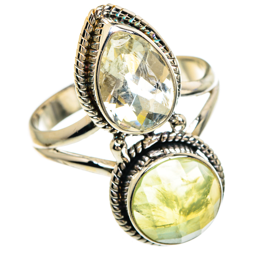 Prehnite, White Quartz Rings handcrafted by Ana Silver Co - RING85052