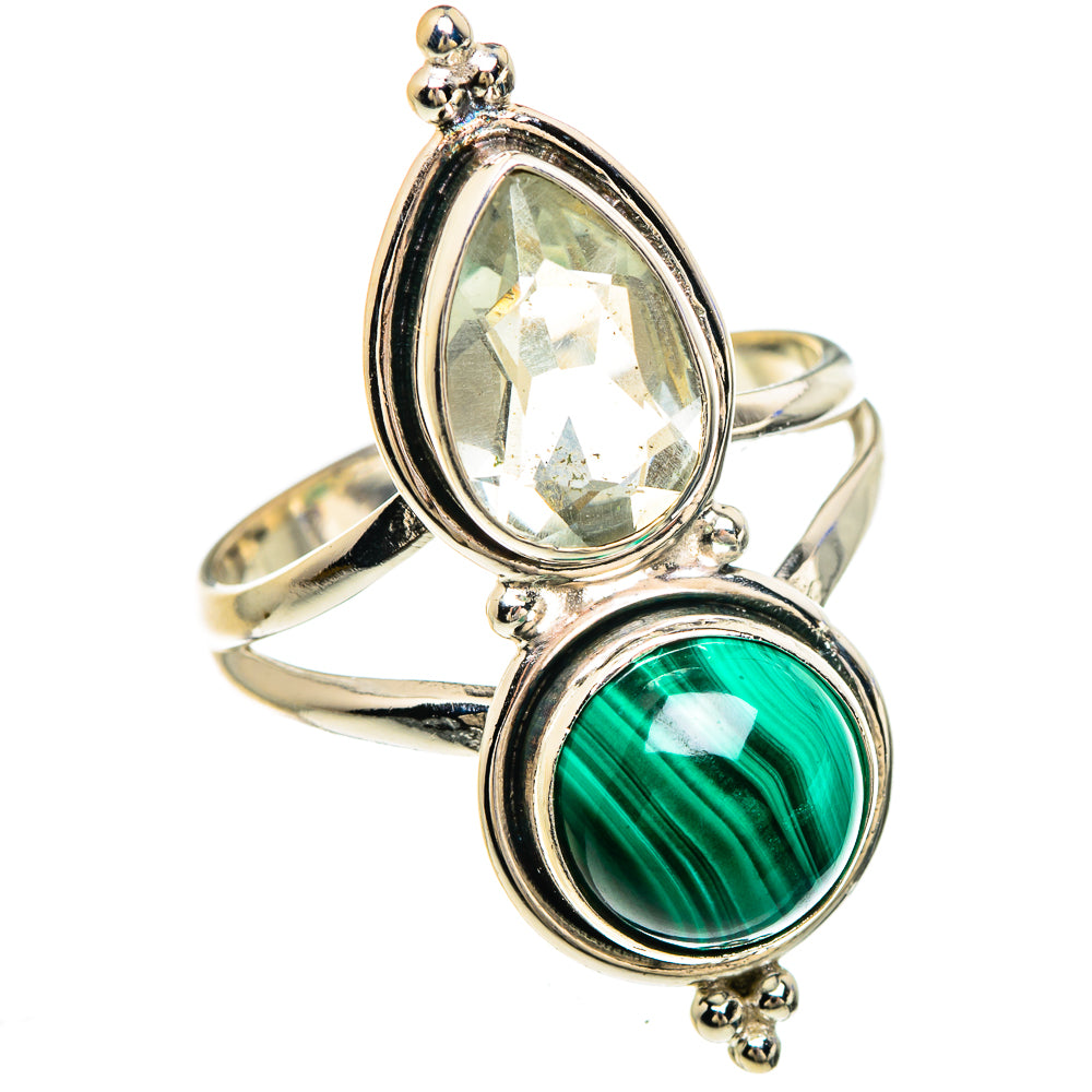 Malachite, White Quartz Rings handcrafted by Ana Silver Co - RING85054