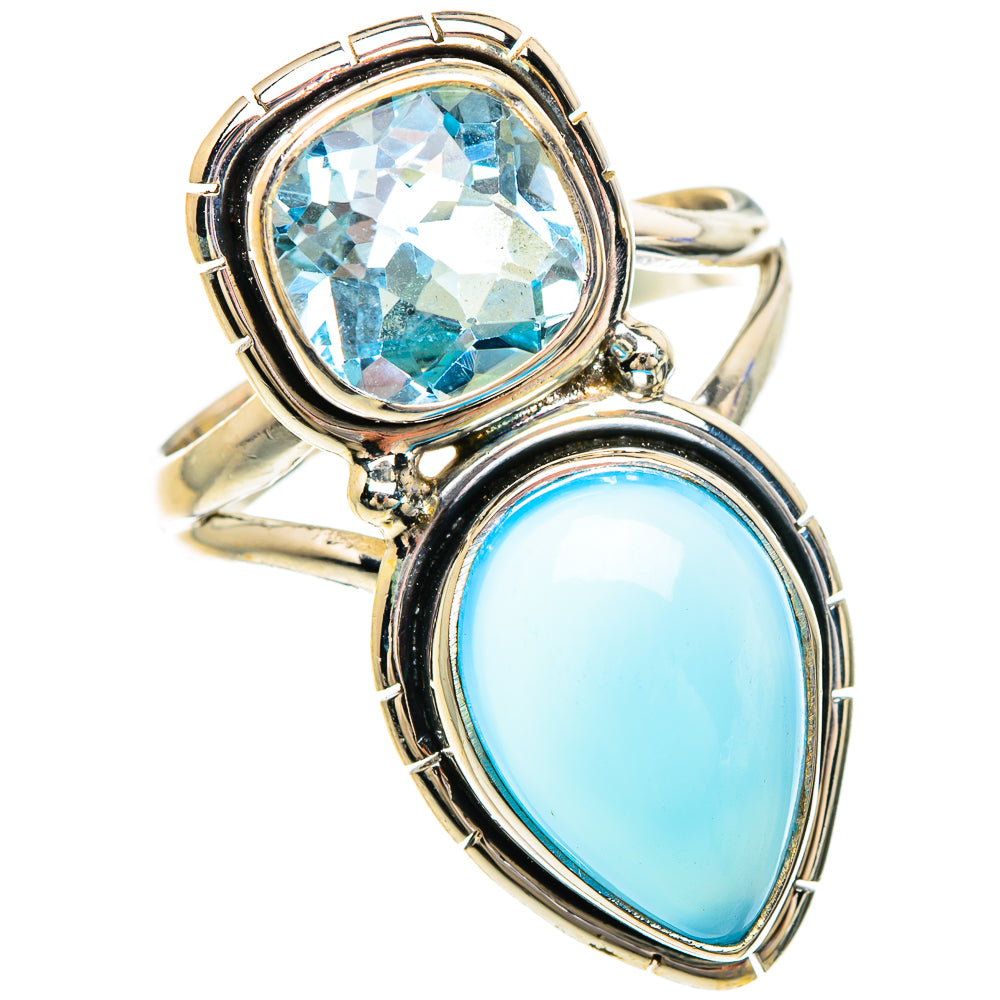 Chalcedony, Blue Topaz Rings handcrafted by Ana Silver Co - RING85070