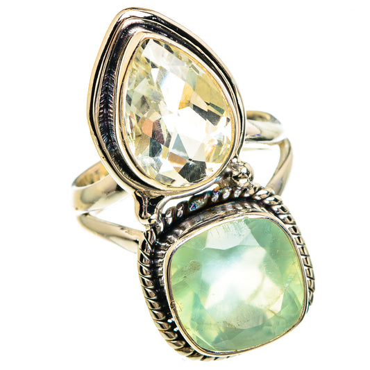 Prehnite, White Quartz Rings handcrafted by Ana Silver Co - RING85072