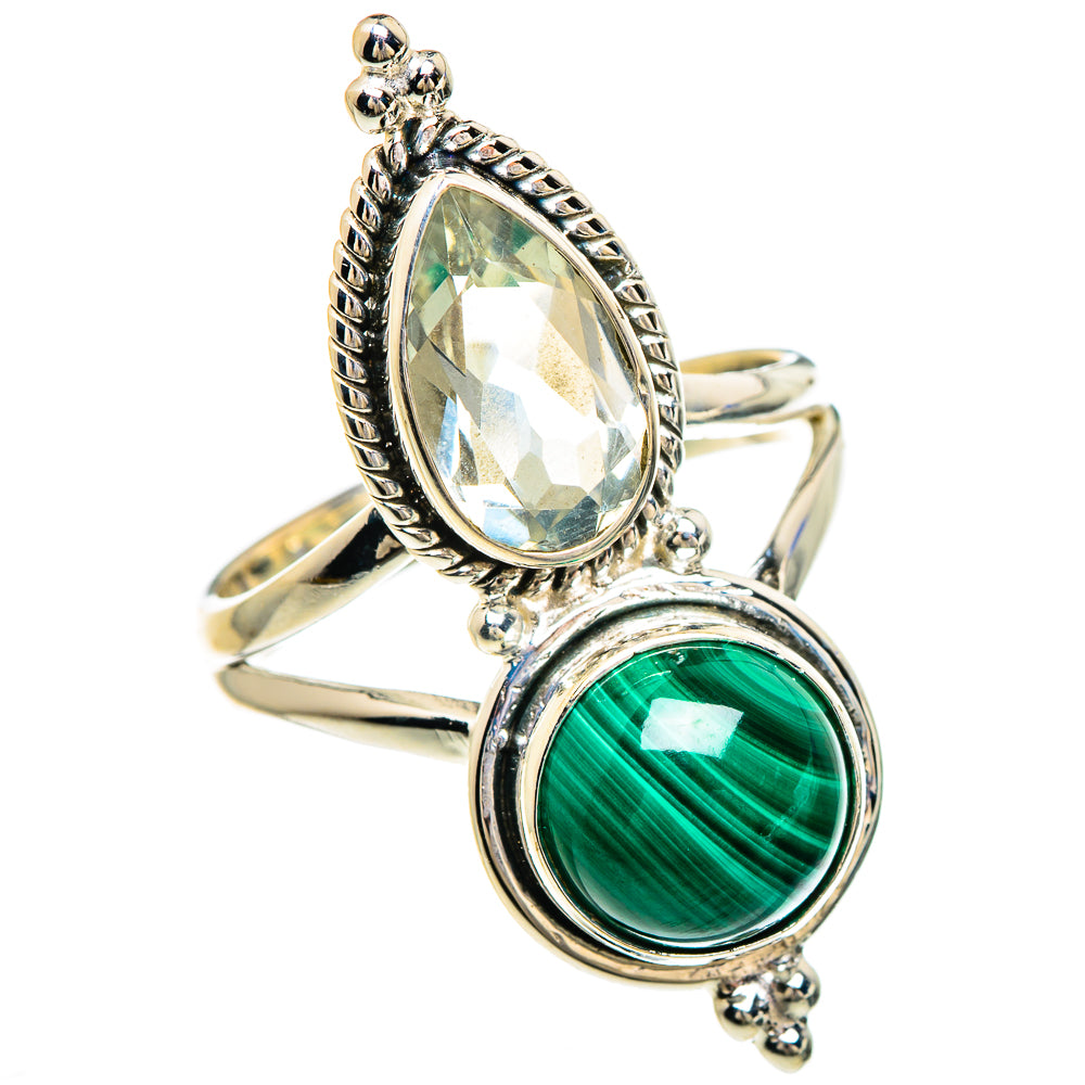 Malachite, White Quartz Rings handcrafted by Ana Silver Co - RING85073