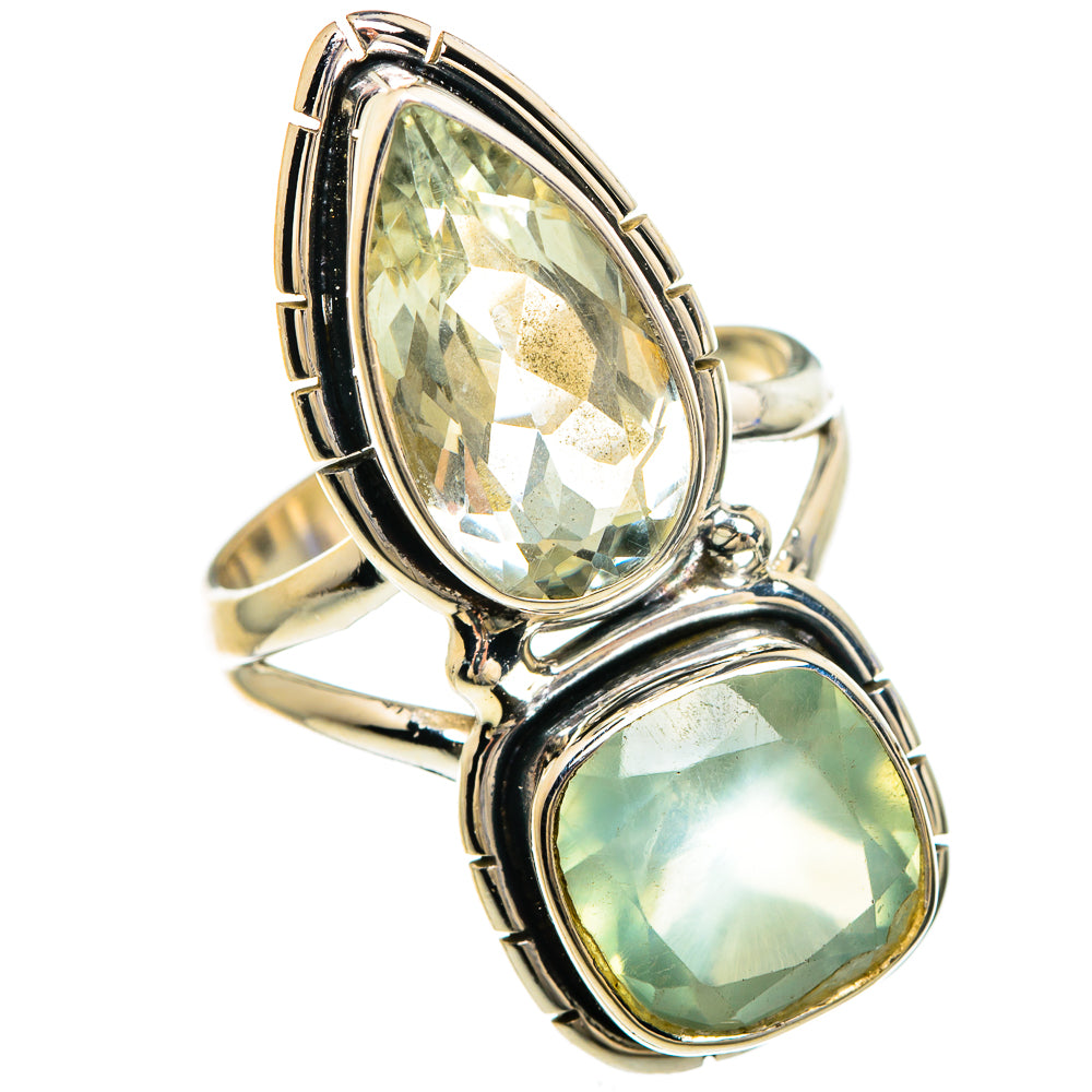 Prehnite, White Quartz Rings handcrafted by Ana Silver Co - RING85075