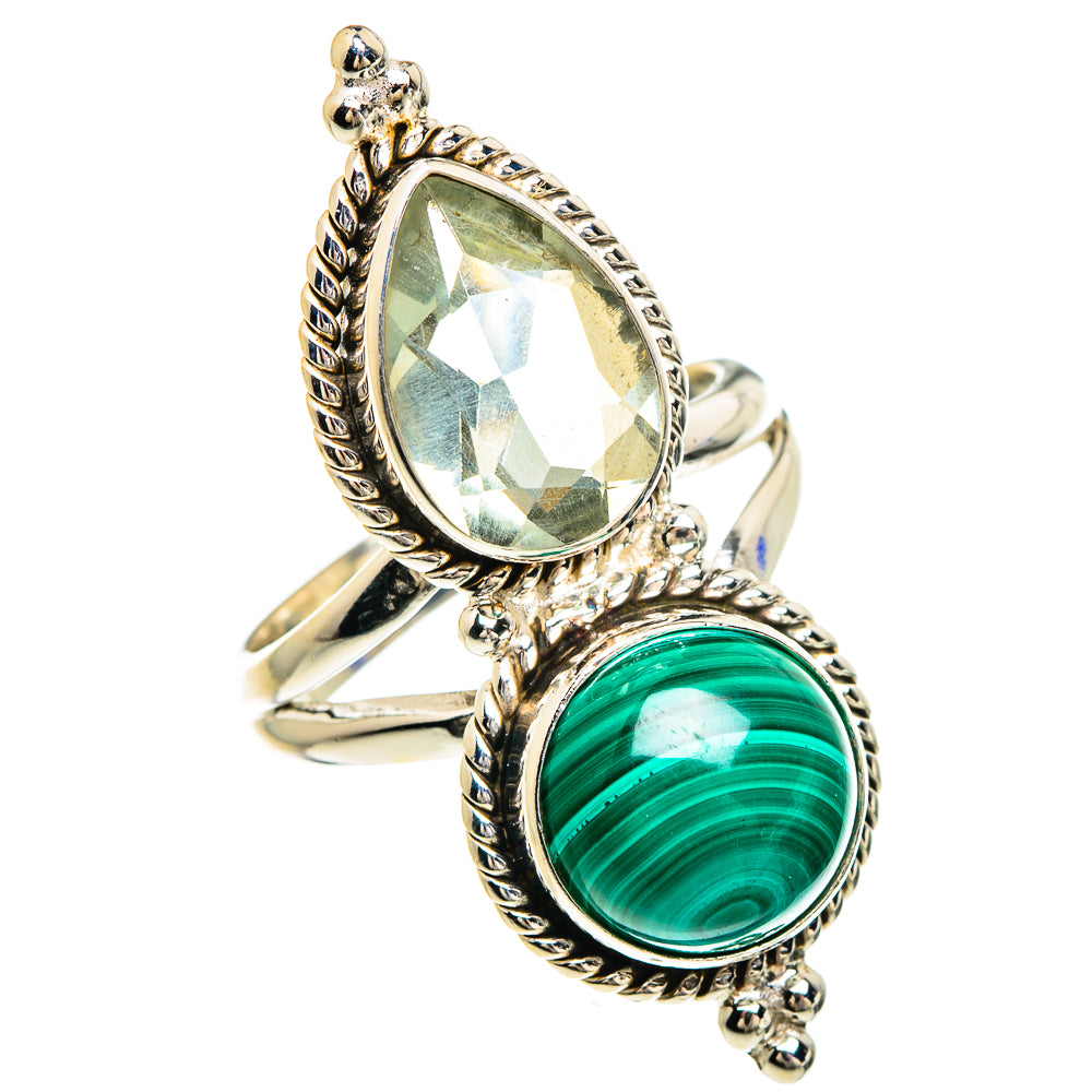 Malachite, White Quartz Rings handcrafted by Ana Silver Co - RING85076