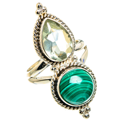 Malachite, White Quartz Rings handcrafted by Ana Silver Co - RING85076