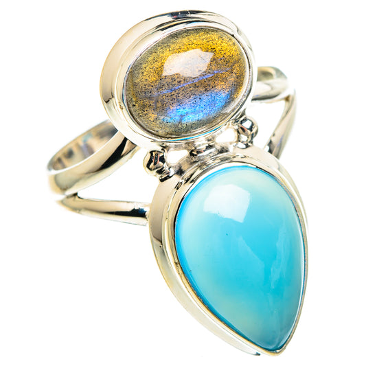 Chalcedony, Labradorite Rings handcrafted by Ana Silver Co - RING85085