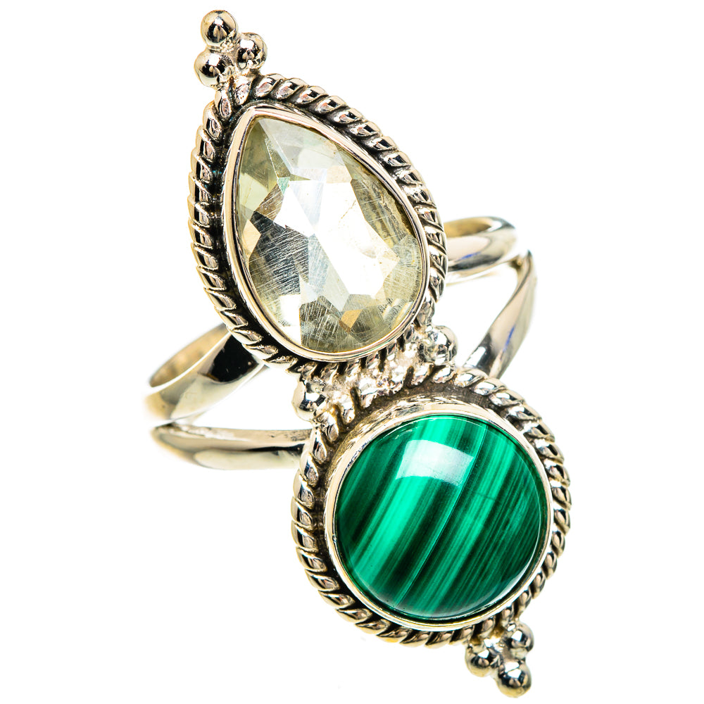 Malachite, White Quartz Rings handcrafted by Ana Silver Co - RING85090