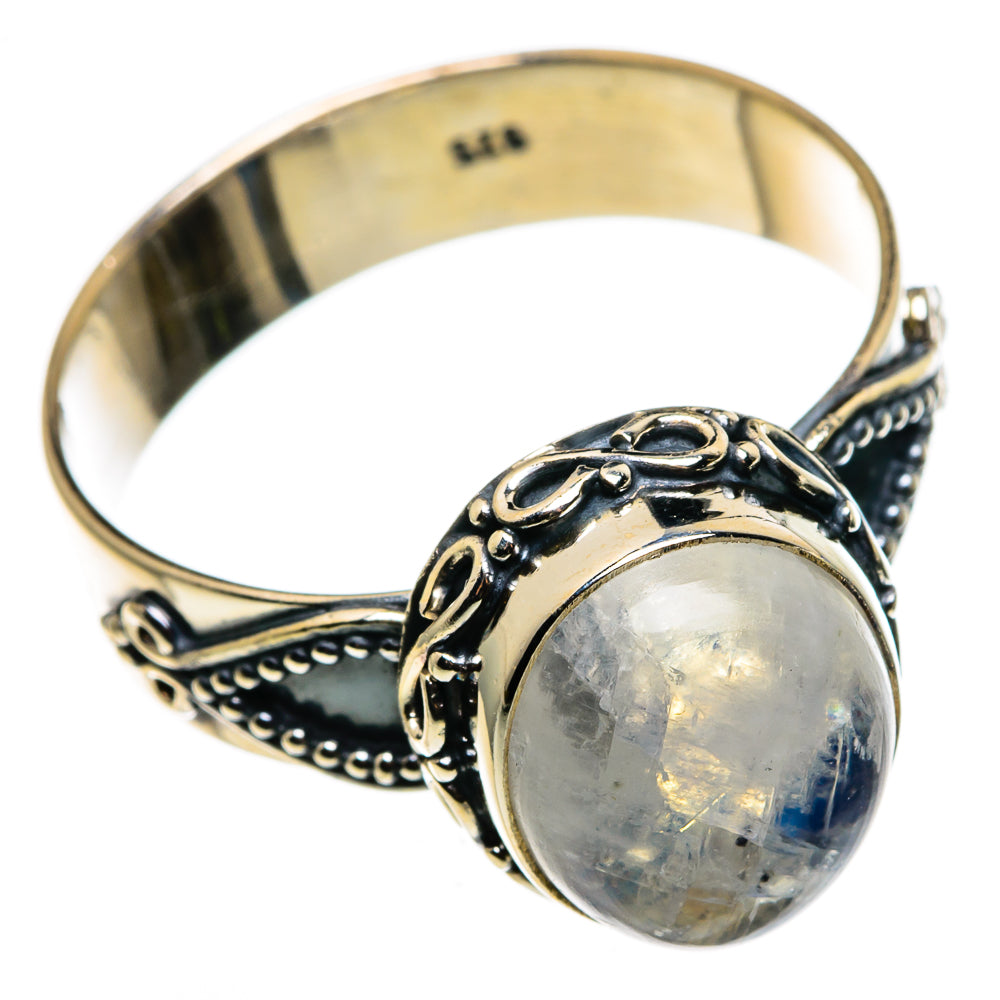 Rainbow Moonstone Rings handcrafted by Ana Silver Co - RING85175