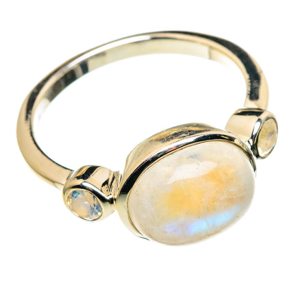 Rainbow Moonstone Rings handcrafted by Ana Silver Co - RING85316