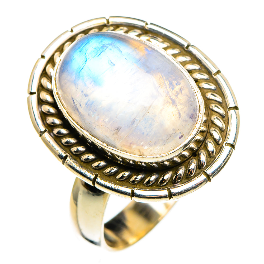 Rainbow Moonstone Rings handcrafted by Ana Silver Co - RING85317