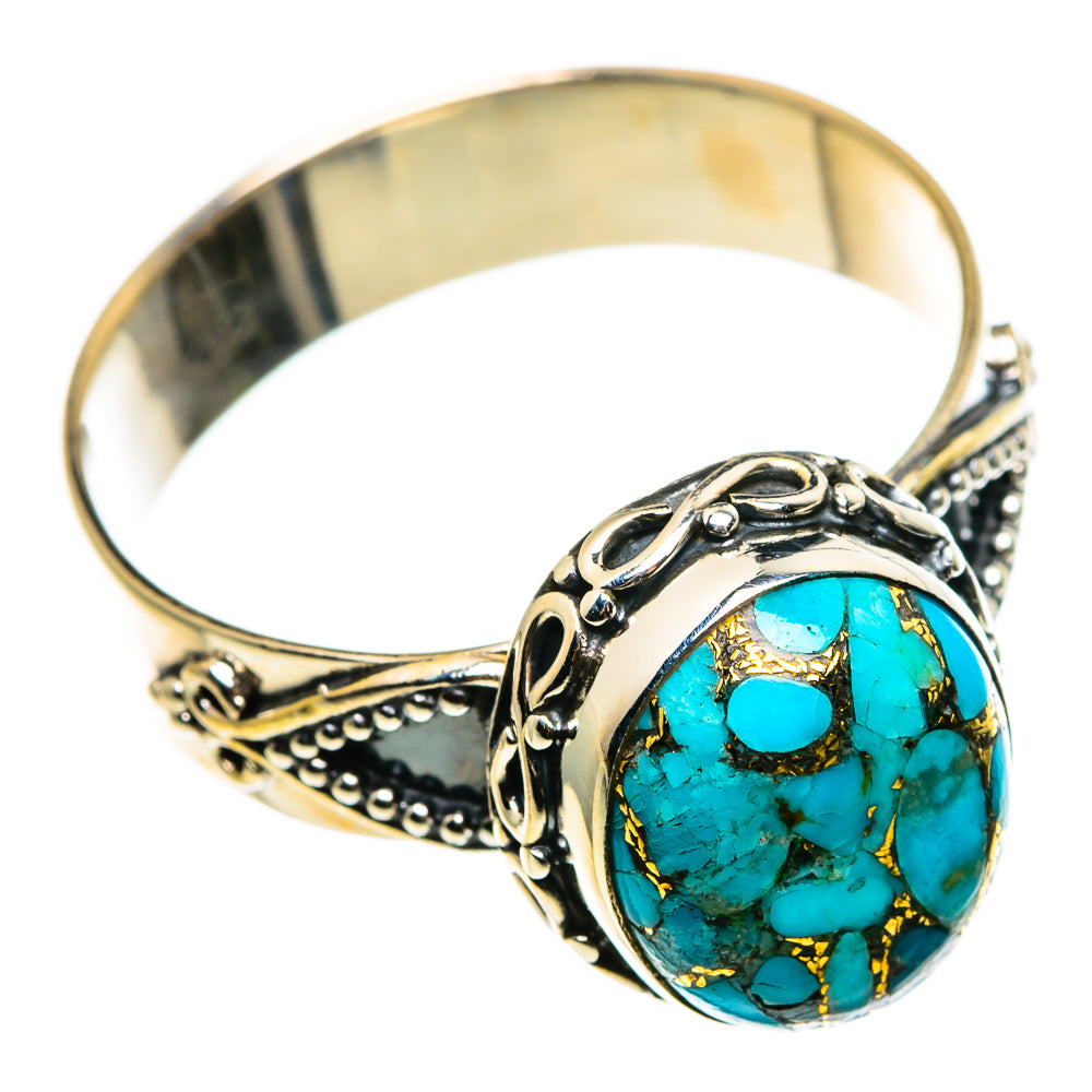 Blue Copper Composite Turquoise Rings handcrafted by Ana Silver Co - RING85322