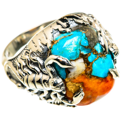 Blue Orange Copper Composite Turquoise Rings handcrafted by Ana Silver Co - RING85351