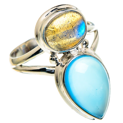 Aqua Chalcedony, Labradorite Rings handcrafted by Ana Silver Co - RING85404