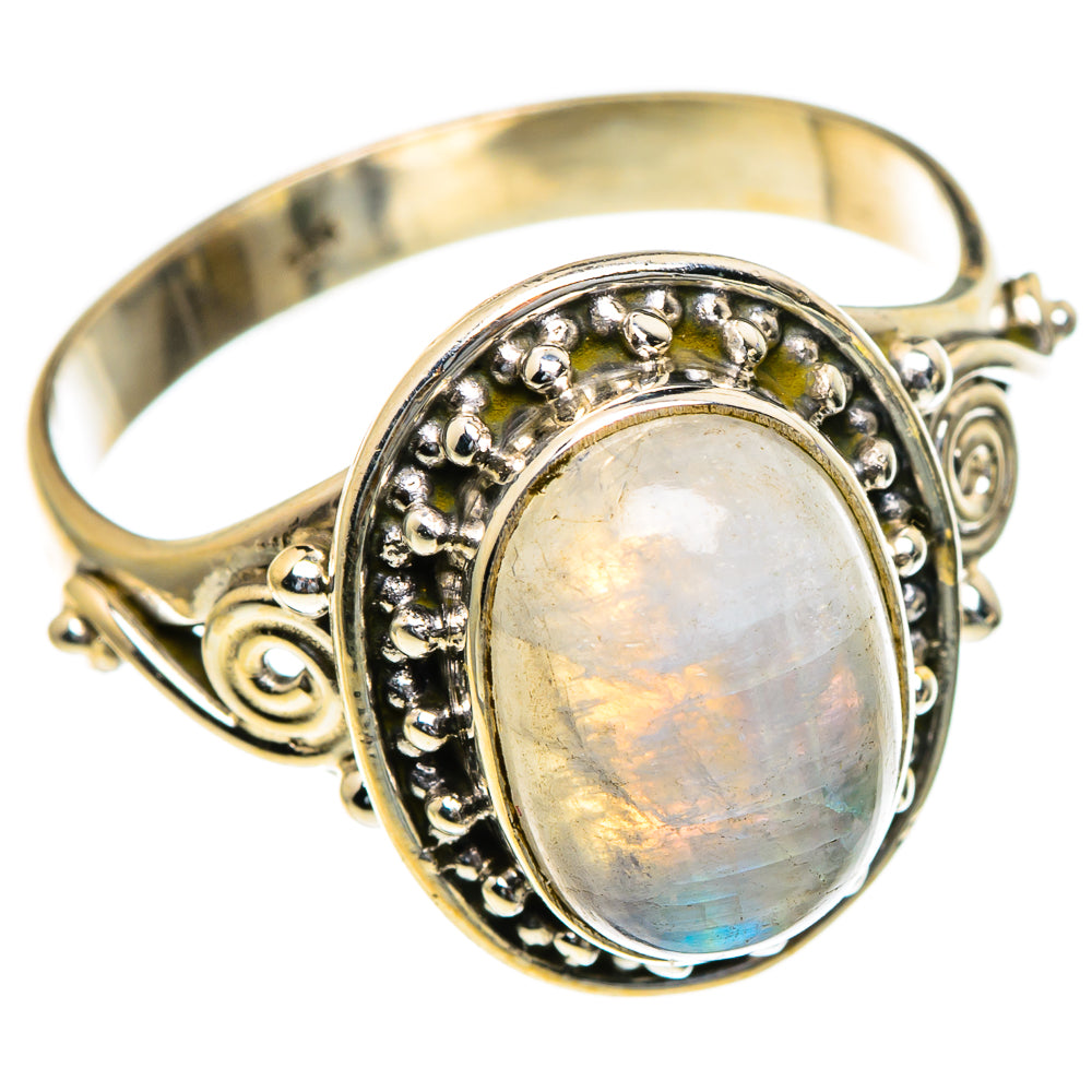 Rainbow Moonstone Rings handcrafted by Ana Silver Co - RING85573