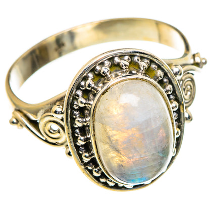 Rainbow Moonstone Rings handcrafted by Ana Silver Co - RING85573