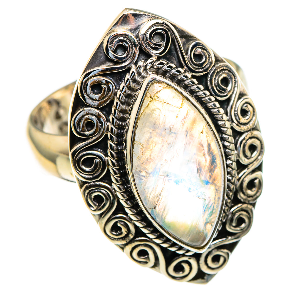 Rainbow Moonstone Rings handcrafted by Ana Silver Co - RING85656