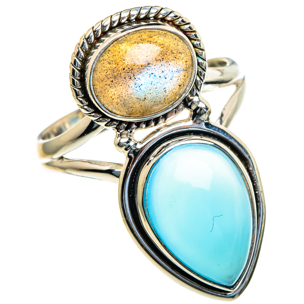 Larimar, Labradorite Rings handcrafted by Ana Silver Co - RING85668