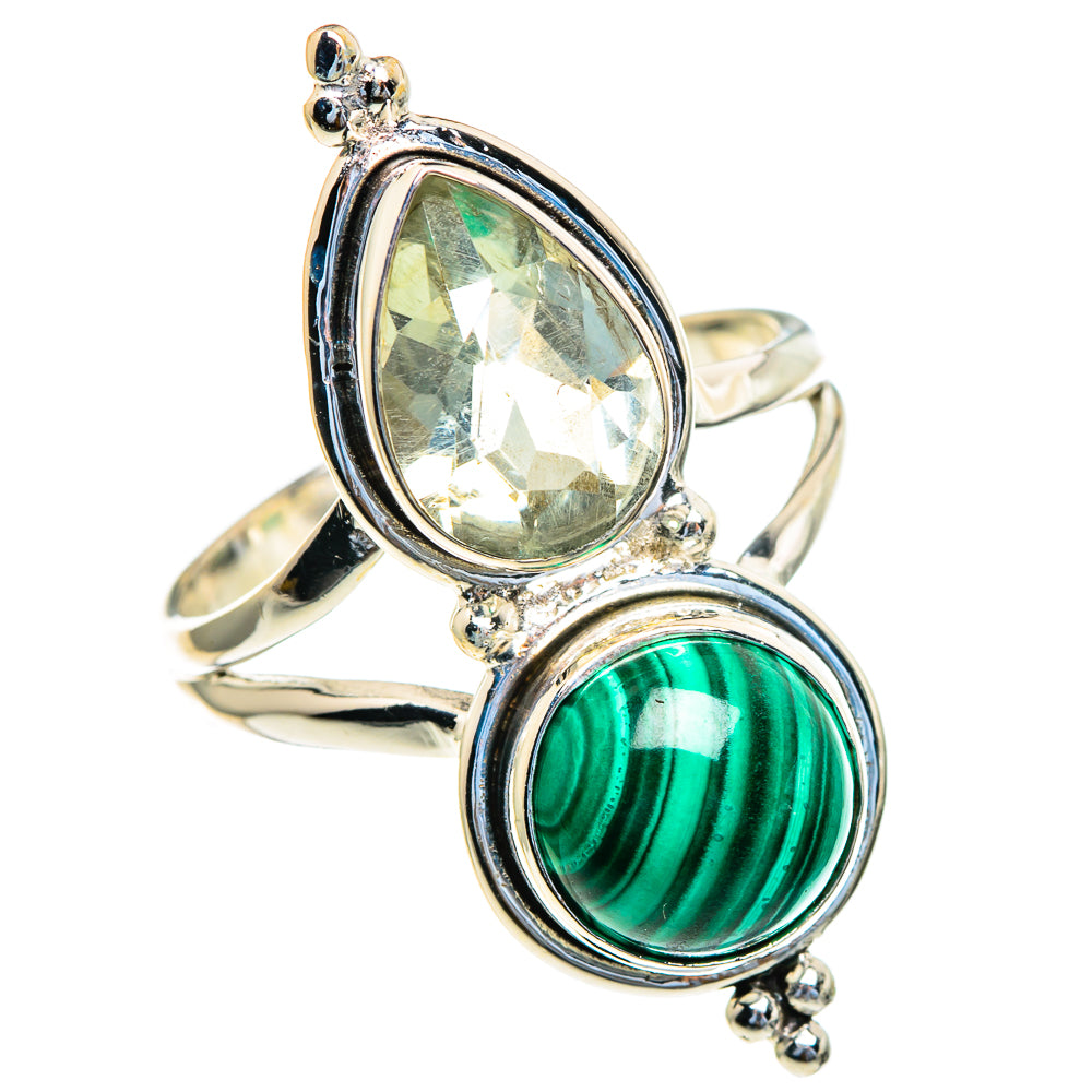 Malachite, Green Amethyst Rings handcrafted by Ana Silver Co - RING85671