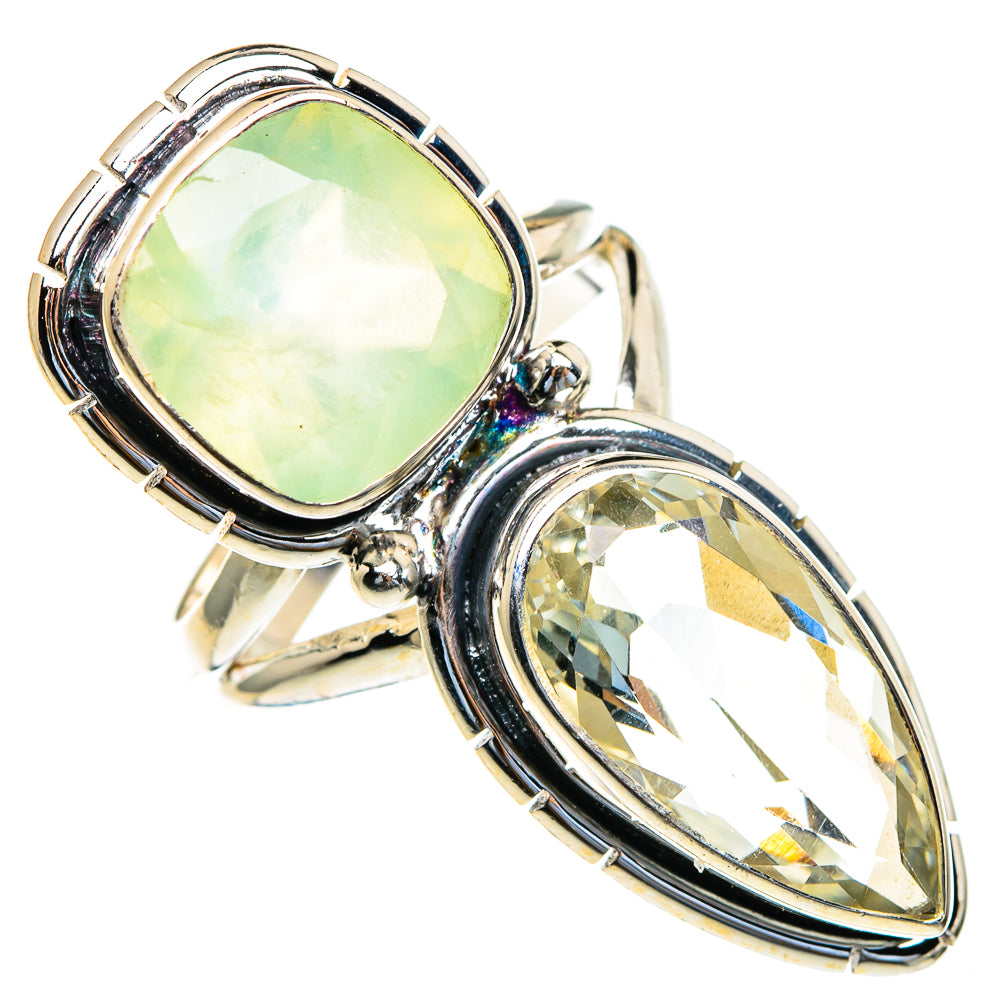 Green Amethyst, Prehnite Rings handcrafted by Ana Silver Co - RING85674