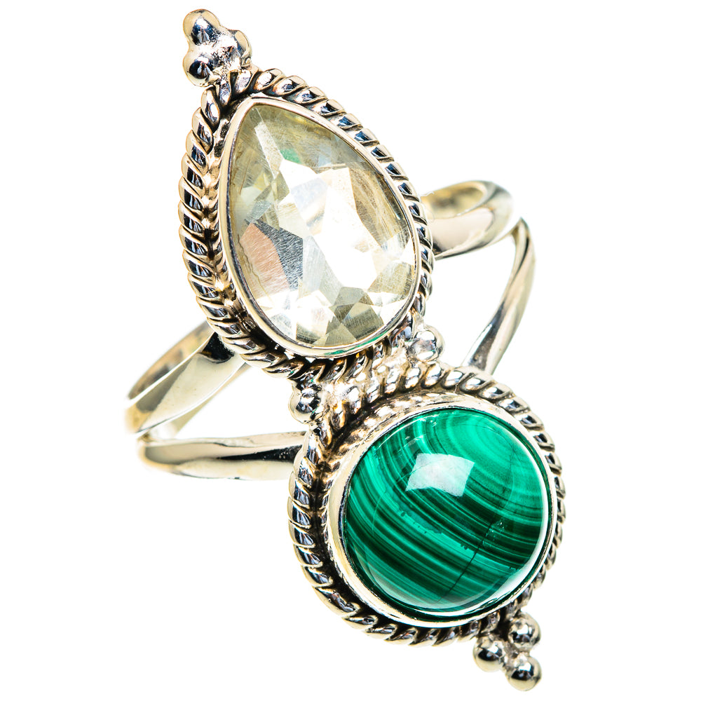 Malachite, Green Amethyst Rings handcrafted by Ana Silver Co - RING85676