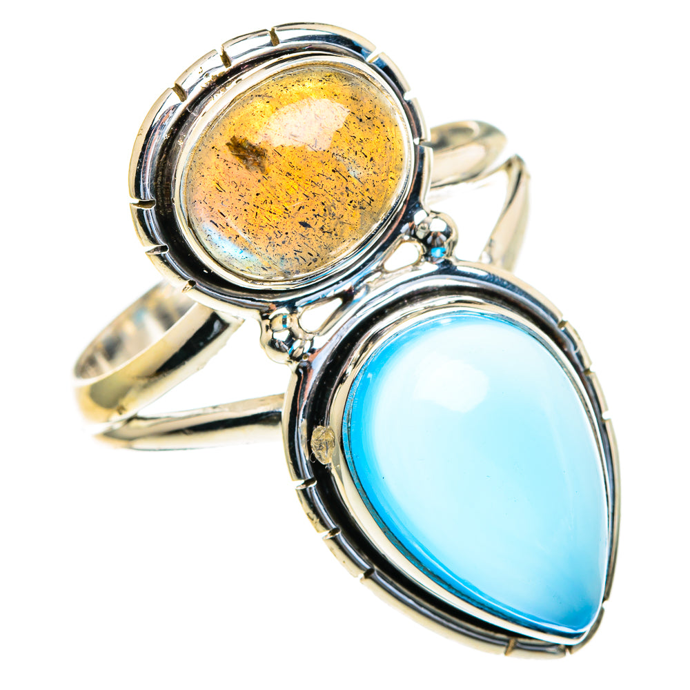 Aqua Chalcedony, Labradorite Rings handcrafted by Ana Silver Co - RING85690
