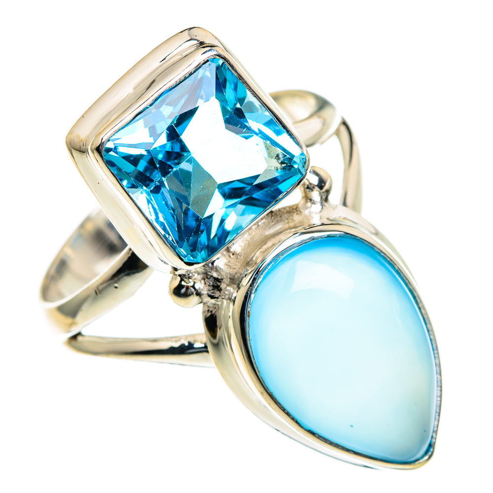 Aqua Chalcedony, Blue Topaz Rings handcrafted by Ana Silver Co - RING85692