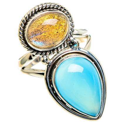 Aqua Chalcedony, Labradorite Rings handcrafted by Ana Silver Co - RING85694