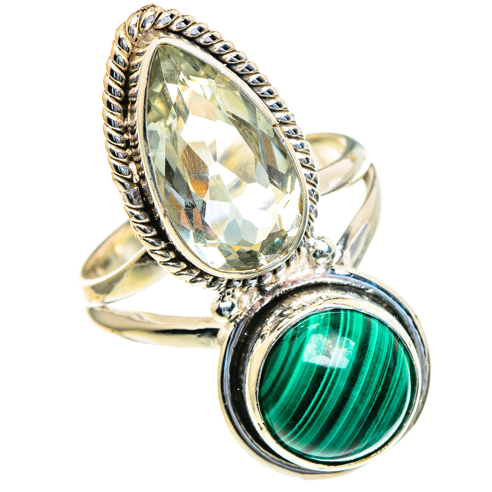 Malachite, Green Amethyst Rings handcrafted by Ana Silver Co - RING85695