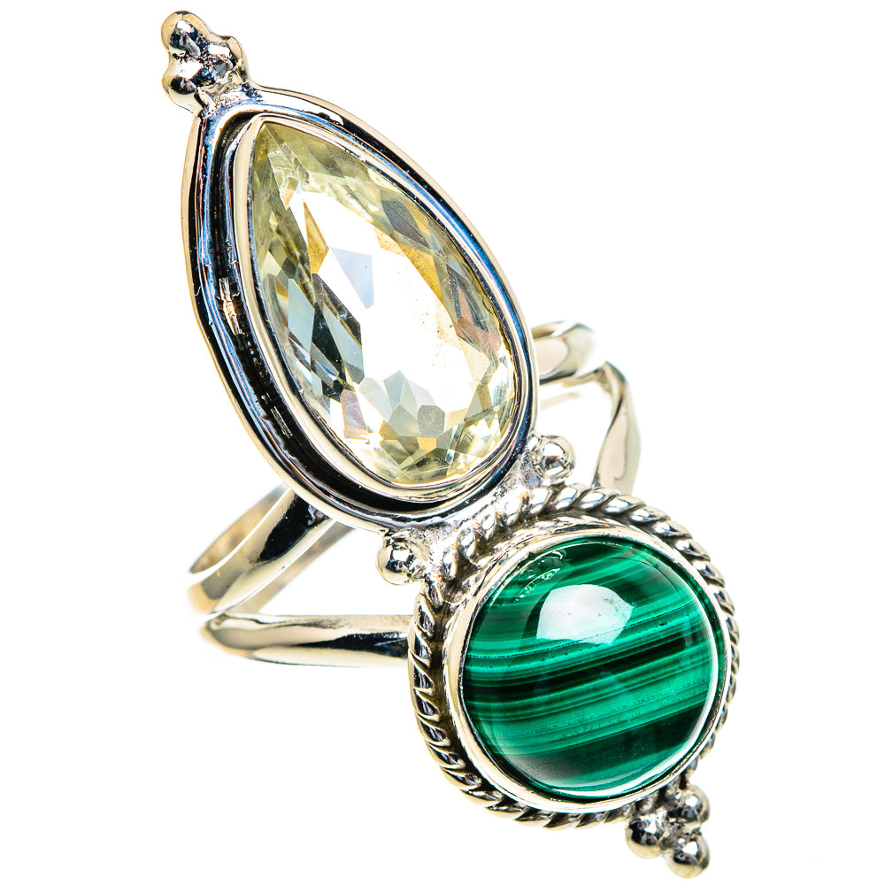 Malachite, Green Amethyst Rings handcrafted by Ana Silver Co - RING85698