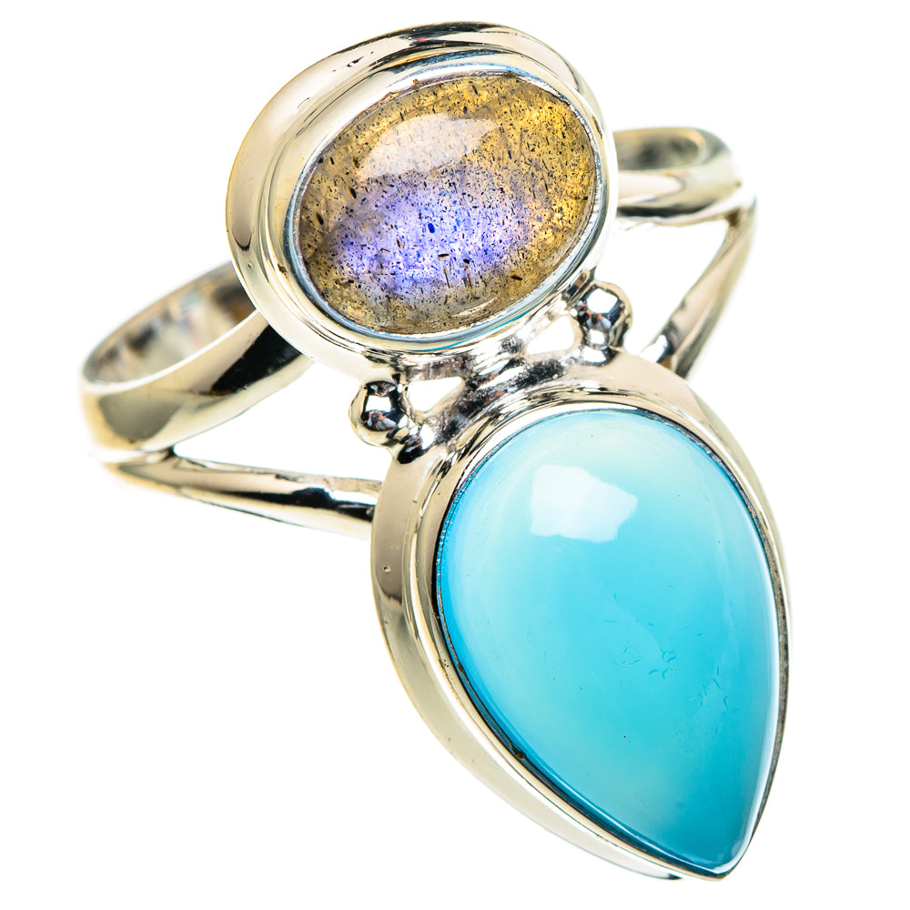 Aqua Chalcedony, Labradorite Rings handcrafted by Ana Silver Co - RING85710