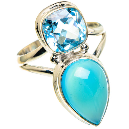 Aqua Chalcedony, Blue Topaz Rings handcrafted by Ana Silver Co - RING85712