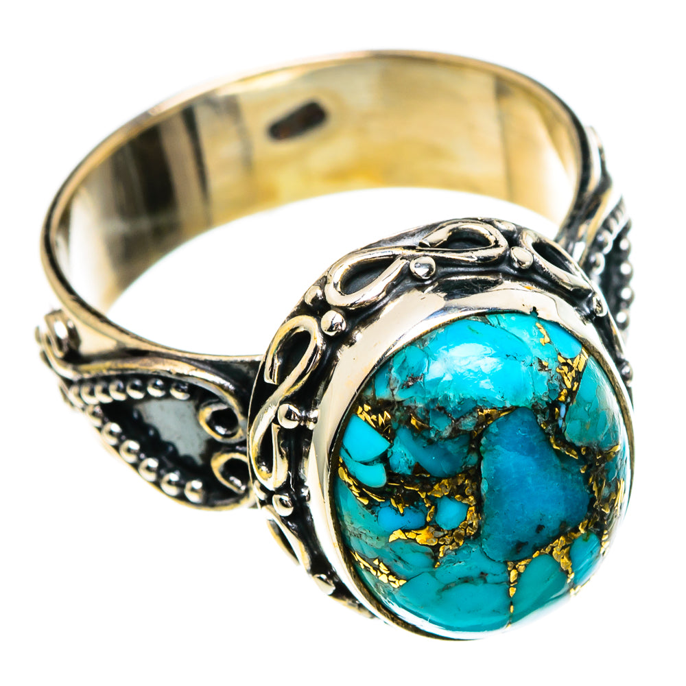 Blue Copper Composite Turquoise Rings handcrafted by Ana Silver Co - RING85727
