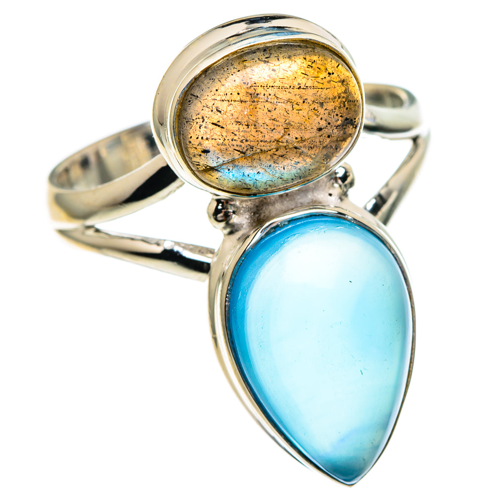 Aqua Chalcedony, Labradorite Rings handcrafted by Ana Silver Co - RING85768