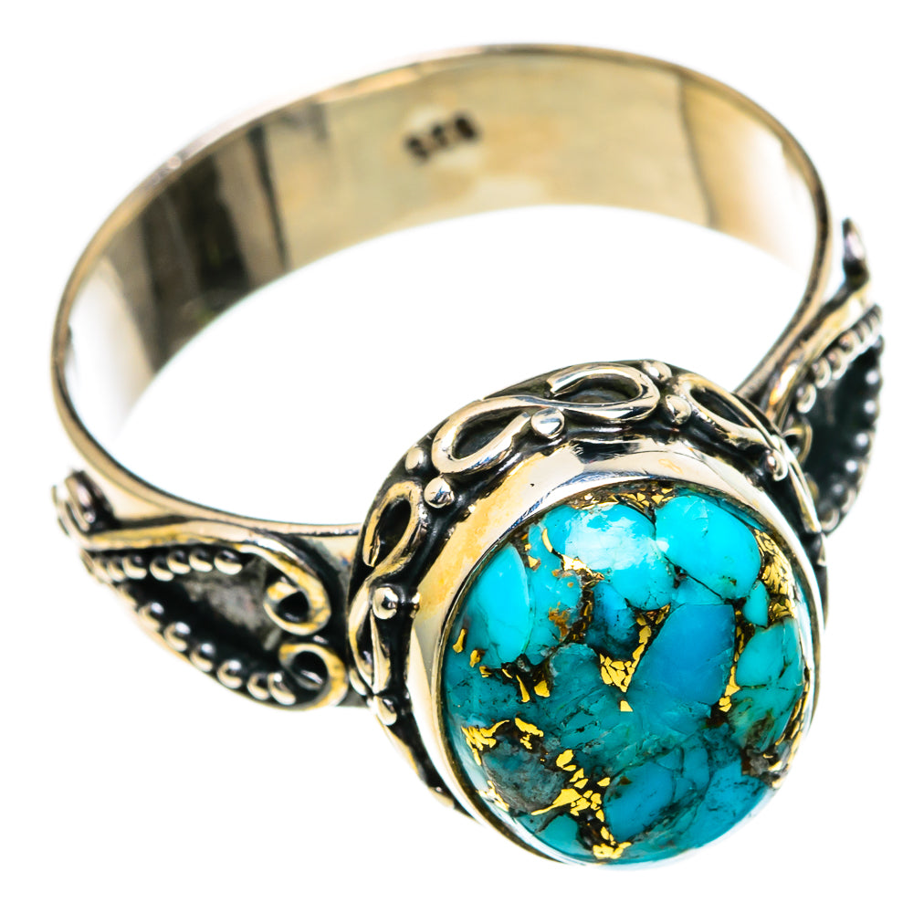 Blue Copper Composite Turquoise Rings handcrafted by Ana Silver Co - RING85774