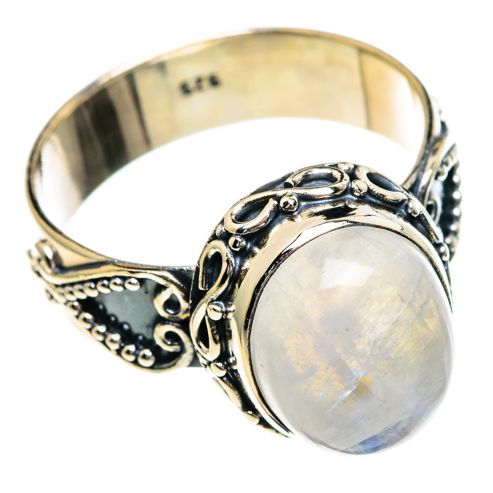 Rainbow Moonstone Rings handcrafted by Ana Silver Co - RING85804