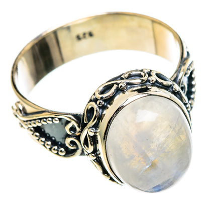 Rainbow Moonstone Rings handcrafted by Ana Silver Co - RING85804