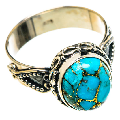 Blue Copper Composite Turquoise Rings handcrafted by Ana Silver Co - RING85815