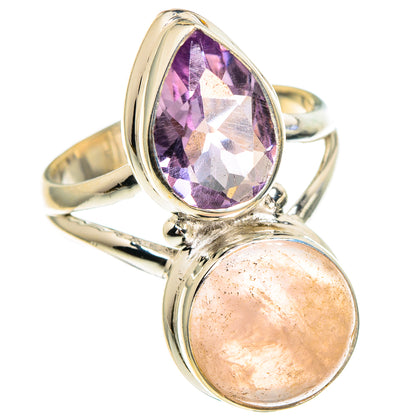 Rose Quartz, Amethyst Rings handcrafted by Ana Silver Co - RING85901