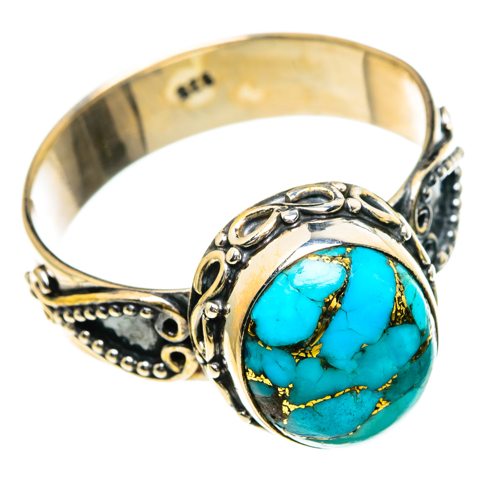 Blue Copper Composite Turquoise Rings handcrafted by Ana Silver Co - RING85960