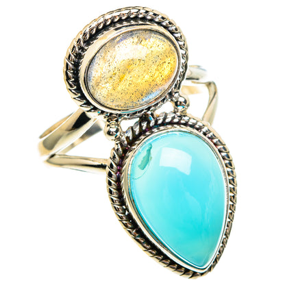 Aqua Chalcedony, Labradorite Rings handcrafted by Ana Silver Co - RING85989