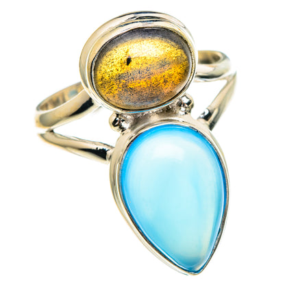 Aqua Chalcedony, Labradorite Rings handcrafted by Ana Silver Co - RING85994