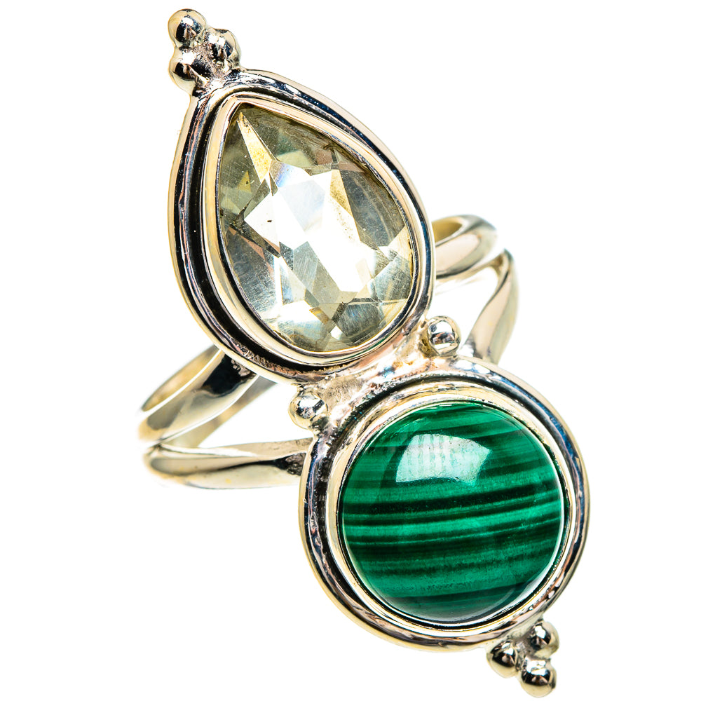 Malachite, Green Amethyst Rings handcrafted by Ana Silver Co - RING86001