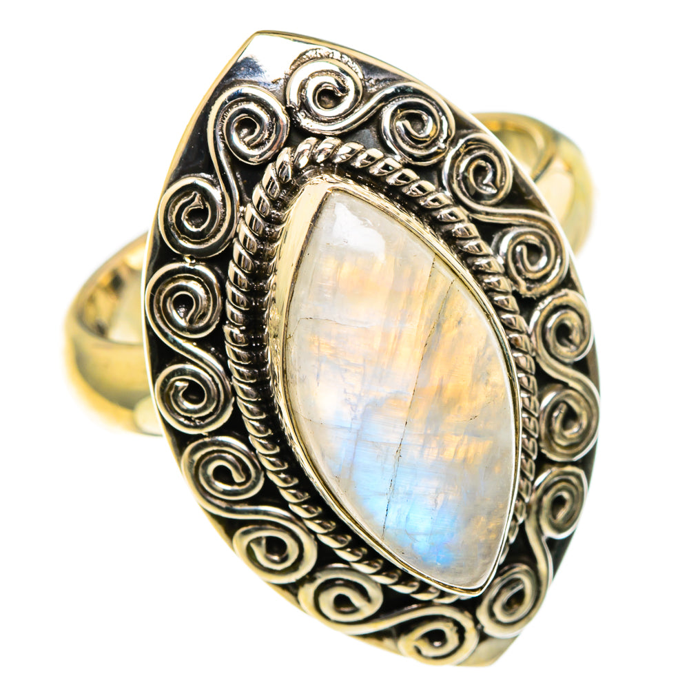 Rainbow Moonstone Rings handcrafted by Ana Silver Co - RING86018