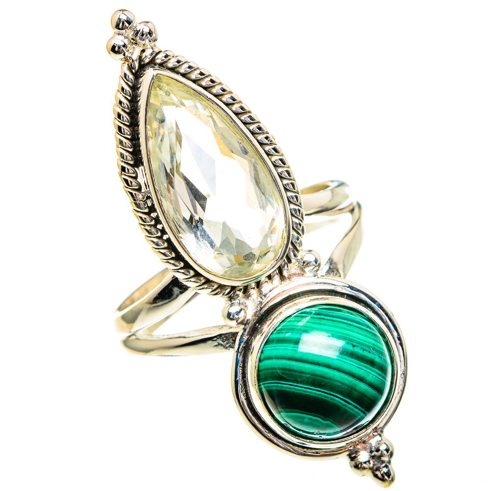 Malachite, White Quartz Rings handcrafted by Ana Silver Co - RING86029