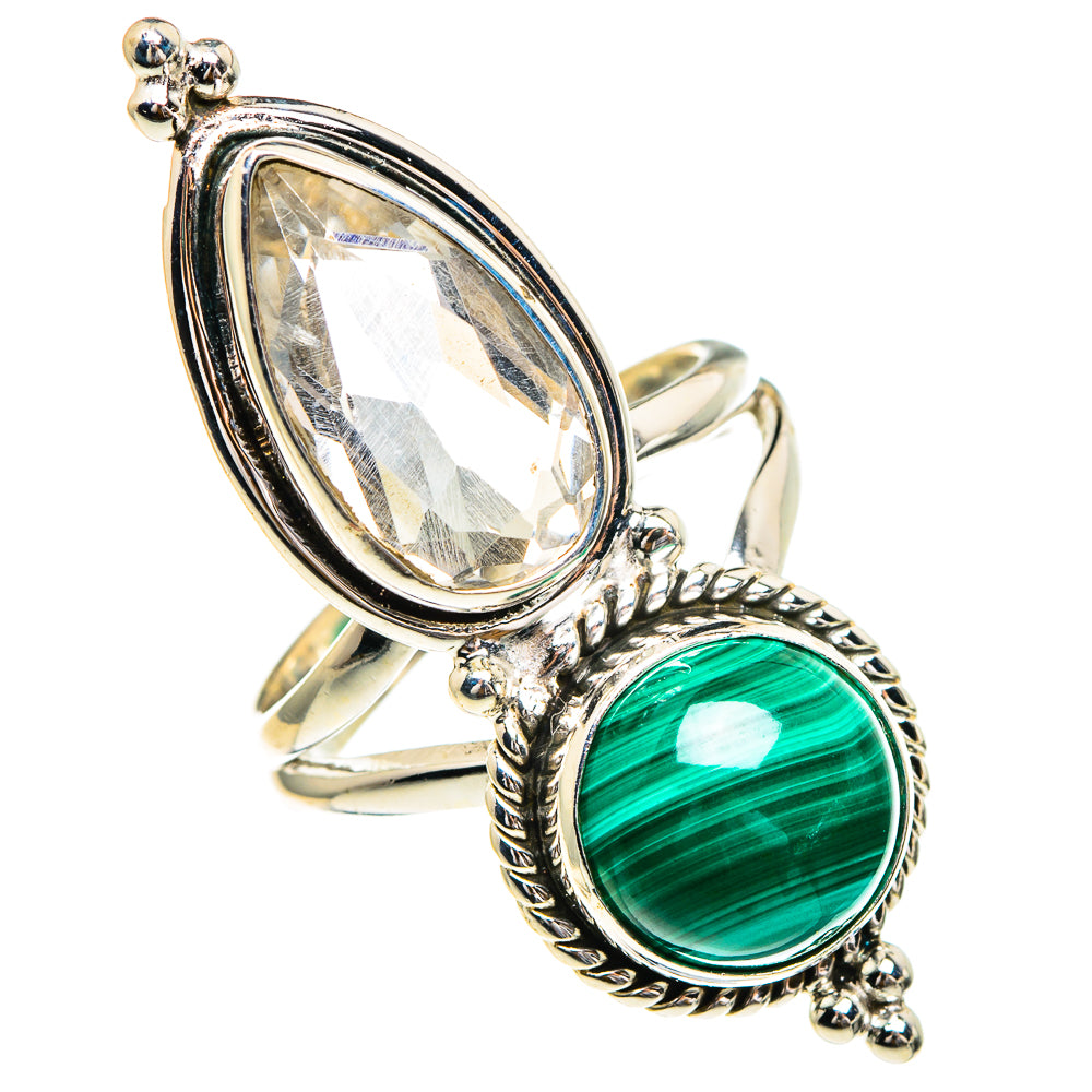 Malachite, White Quartz Rings handcrafted by Ana Silver Co - RING86032